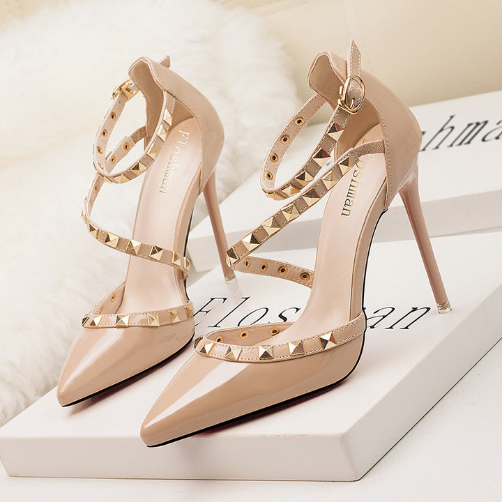 Stella Pointed Toe Studded Stiletto Heels