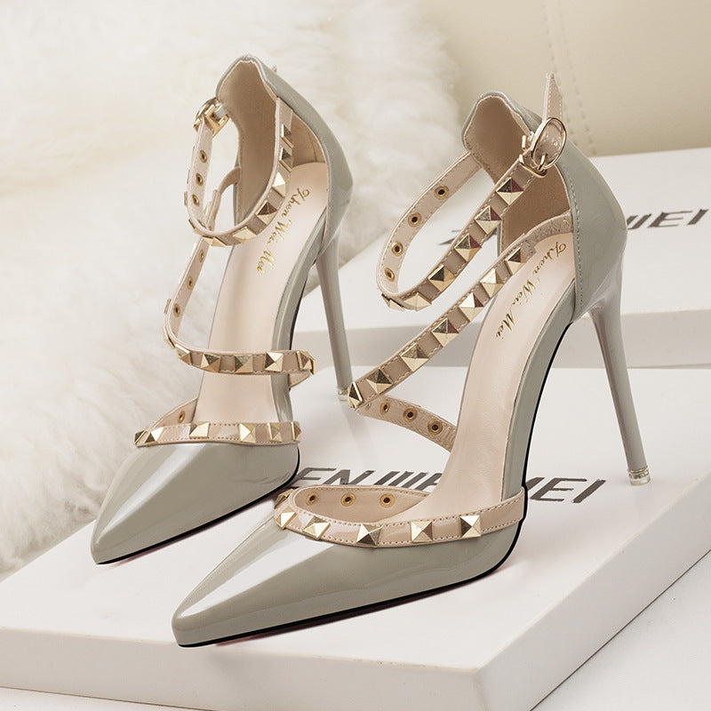 Stella Pointed Toe Studded Stiletto Heels