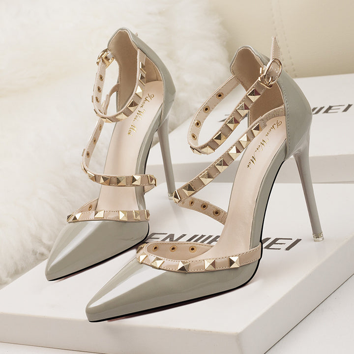 Stella Pointed Toe Studded Stiletto Heels