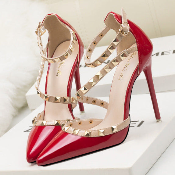 Stella Pointed Toe Studded Stiletto Heels