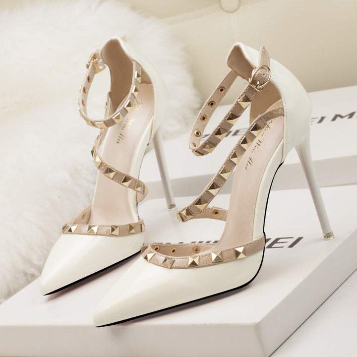 Stella Pointed Toe Studded Stiletto Heels