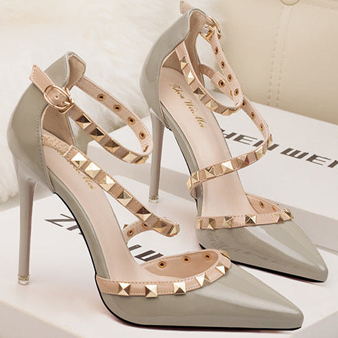 Stella Pointed Toe Studded Stiletto Heels