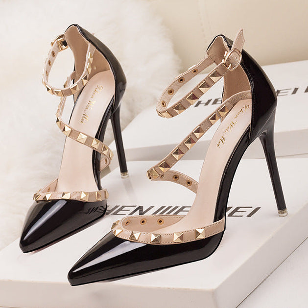 Stella Pointed Toe Studded Stiletto Heels
