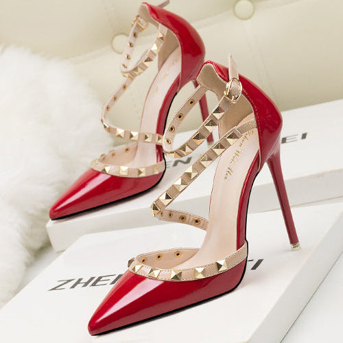 Stella Pointed Toe Studded Stiletto Heels