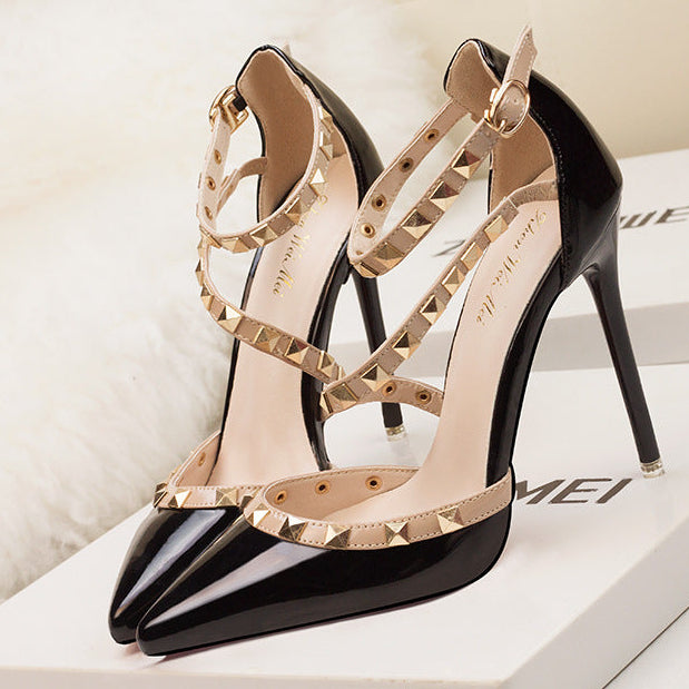 Stella Pointed Toe Studded Stiletto Heels