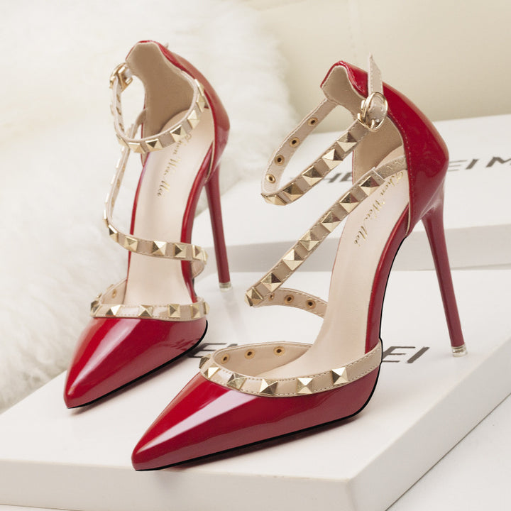 Stella Pointed Toe Studded Stiletto Heels