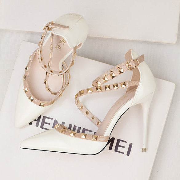 Stella Pointed Toe Studded Stiletto Heels