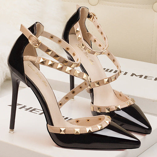 Stella Pointed Toe Studded Stiletto Heels