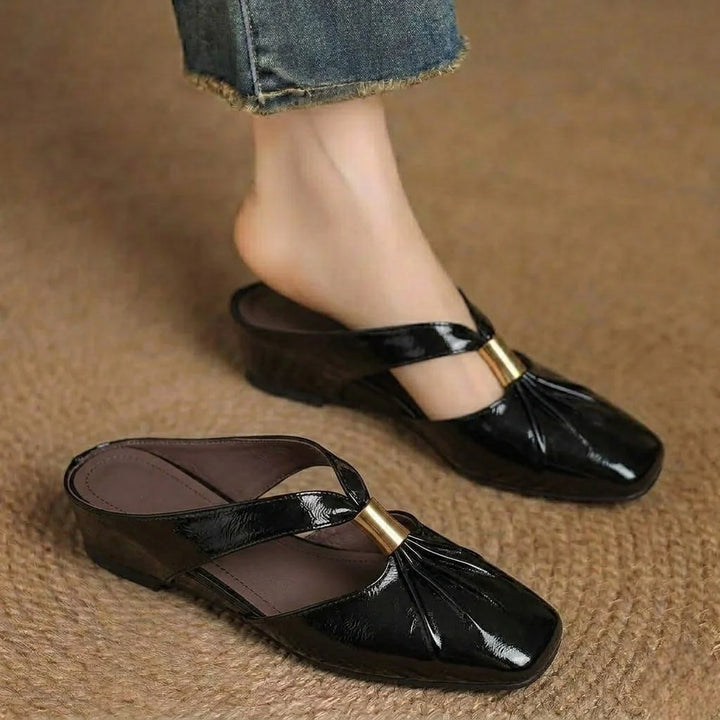 Aviel Genuine Leather Cross Strap Flats
