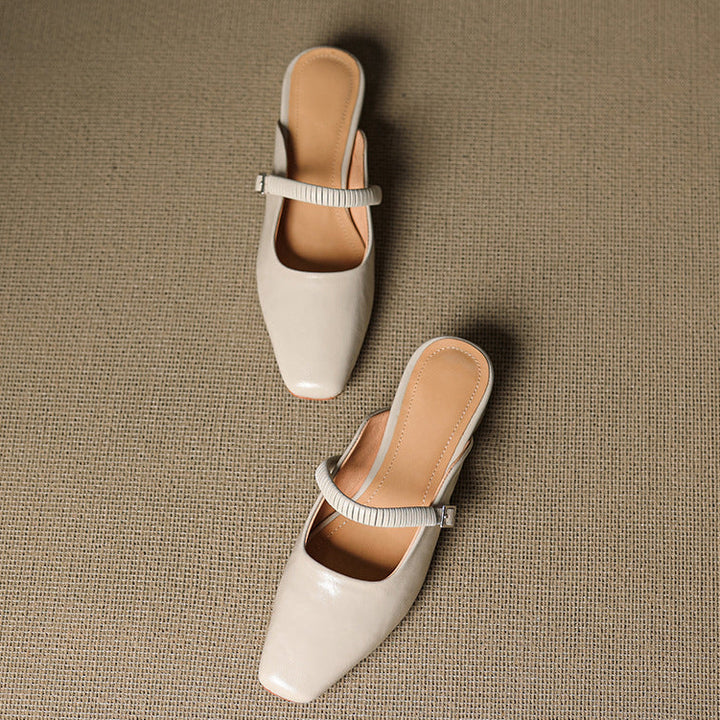 Elyne Genuine Leather Mary Jane Mules
