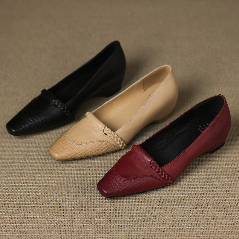 Elsi Genuine Leather Wedge Pumps
