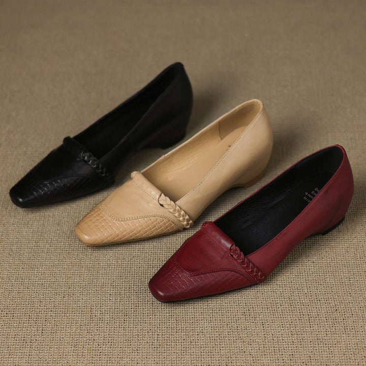 Elsi Genuine Leather Wedge Pumps
