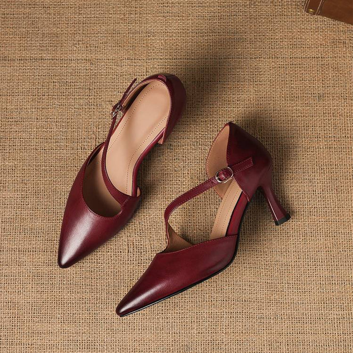 Evani Genuine Leather D'Orsay Heels