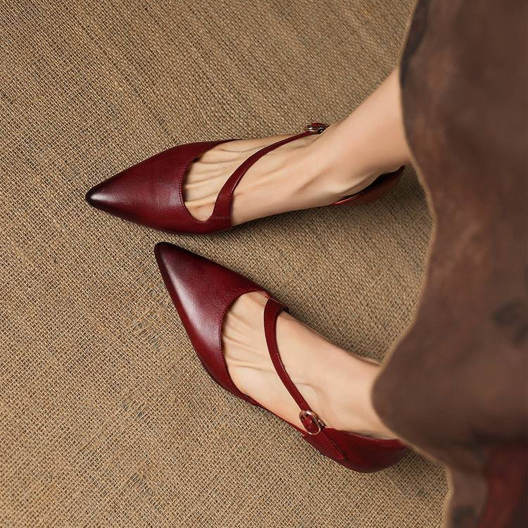 Evani Genuine Leather D'Orsay Heels