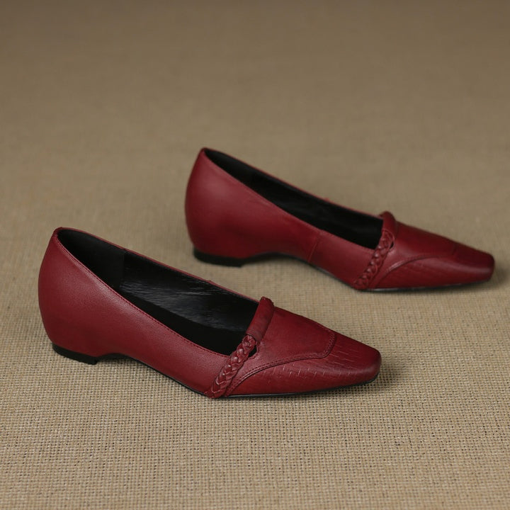Elsi Genuine Leather Wedge Pumps