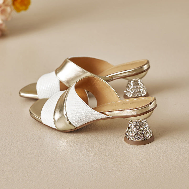 Myla Genuine Leather Open Toe Mule Sandals