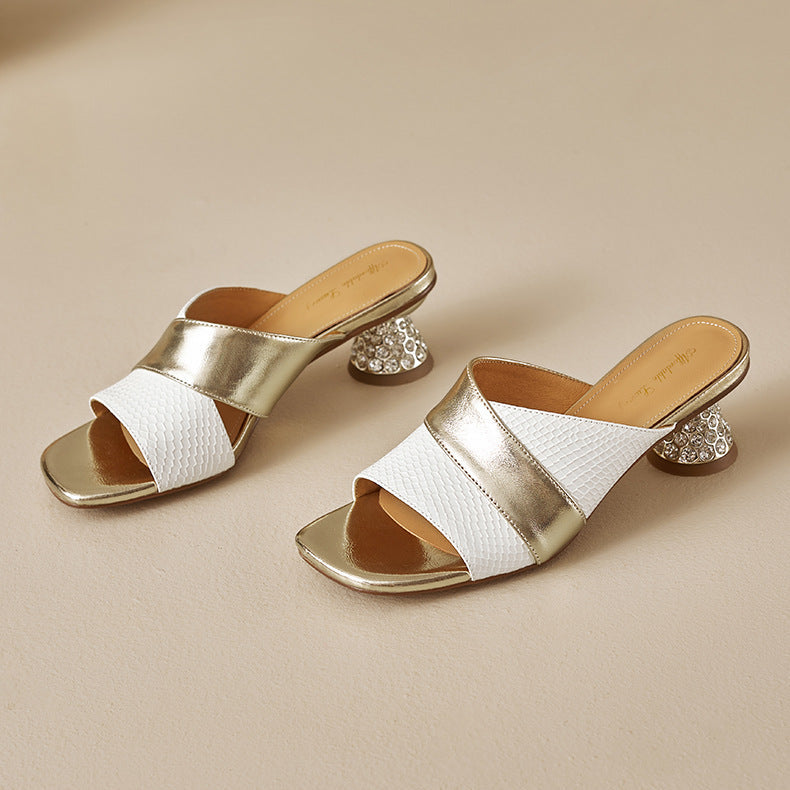 Myla Genuine Leather Open Toe Mule Sandals