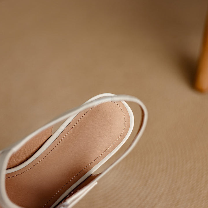 Bela Genuine Leather Hollow-Out Slingback Heels
