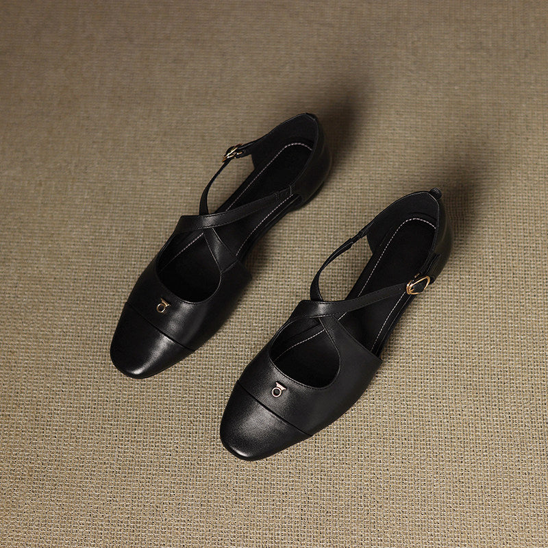 Elene Genuine Leather Mary-Jane Flats