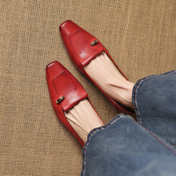 Selor Genuine Leather Square-Toe Pumps