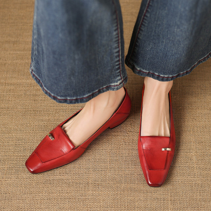 Selor Genuine Leather Square-Toe Pumps