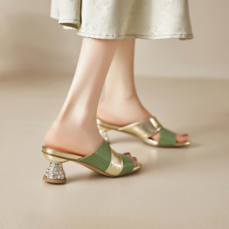 Myla Genuine Leather Open Toe Mule Sandals