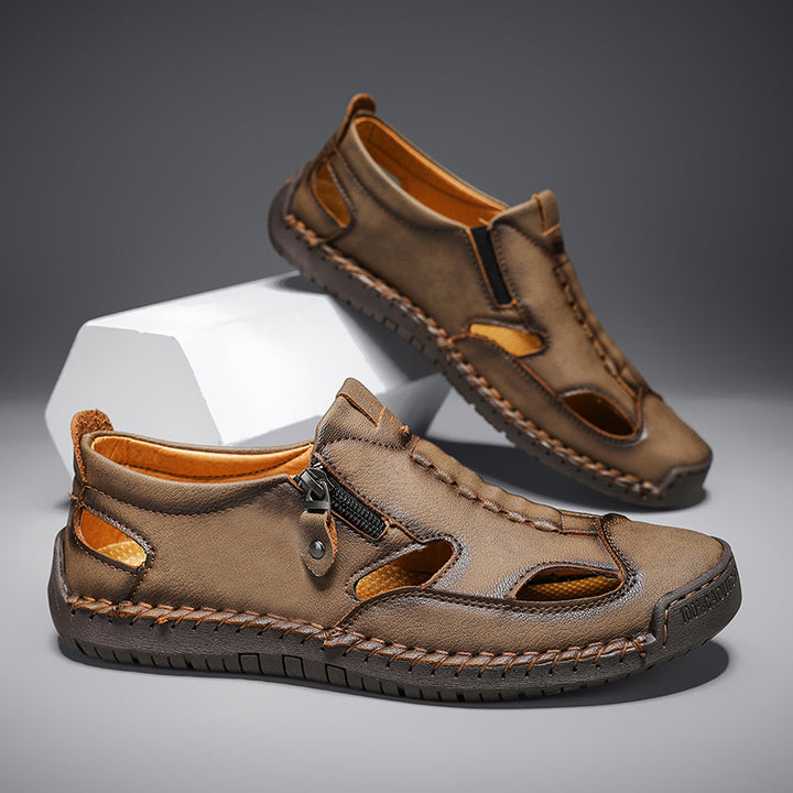 Axell Leather Closed-Toe Fisherman Sandals