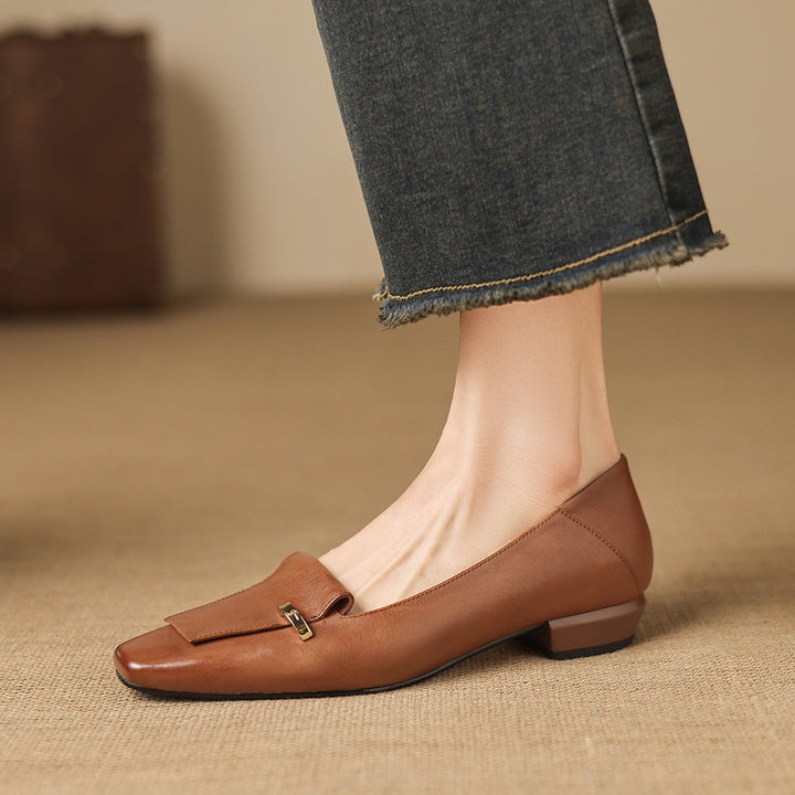 Selor Genuine Leather Square-Toe Pumps