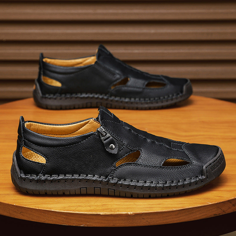 Axell Leather Closed-Toe Fisherman Sandals