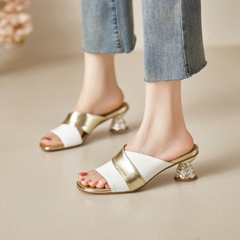 Myla Genuine Leather Open Toe Mule Sandals