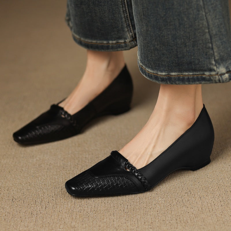 Elsi Genuine Leather Wedge Pumps