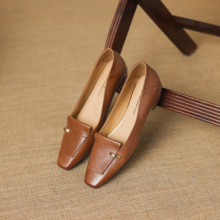 Selor Genuine Leather Square-Toe Pumps