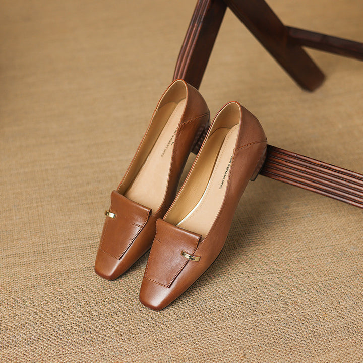 Selor Genuine Leather Square-Toe Pumps