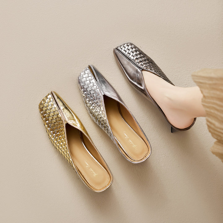 Luna Genuine Leather Sculpted Mule Heels