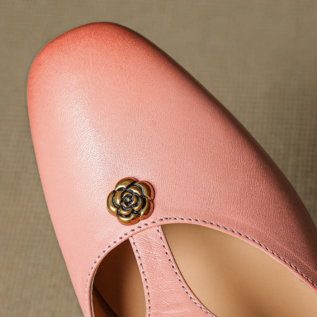 Roslyn Genuine Leather T-Strap Mules