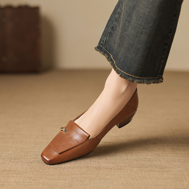 Selor Genuine Leather Square-Toe Pumps