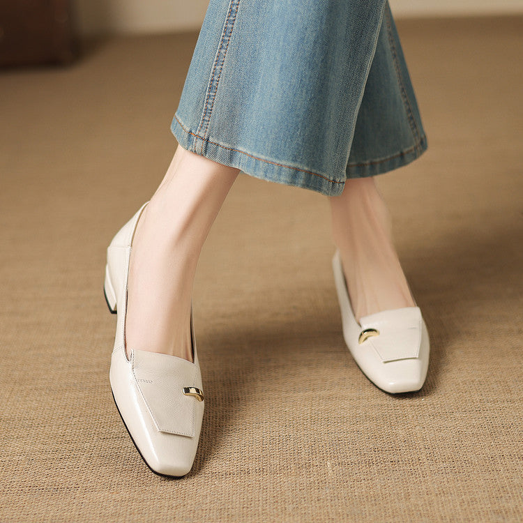 Selor Genuine Leather Square-Toe Pumps