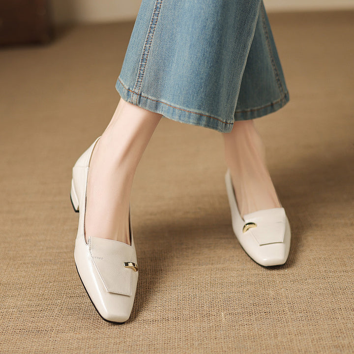 Selor Genuine Leather Square-Toe Pumps