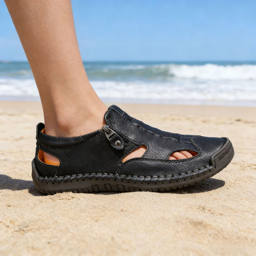 Axell Leather Closed-Toe Fisherman Sandals