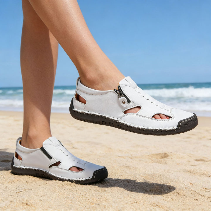 Axell Leather Closed-Toe Fisherman Sandals