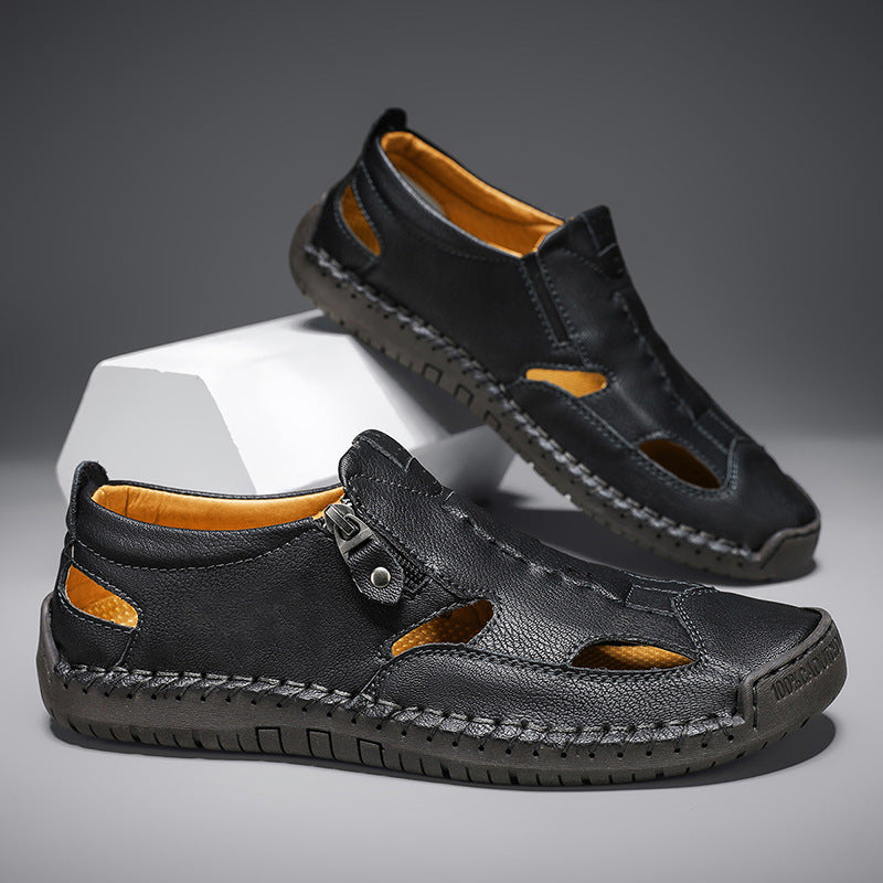 Axell Leather Closed-Toe Fisherman Sandals