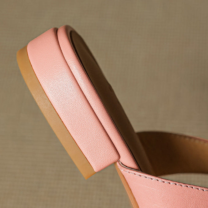 Roslyn Genuine Leather T-Strap Mules