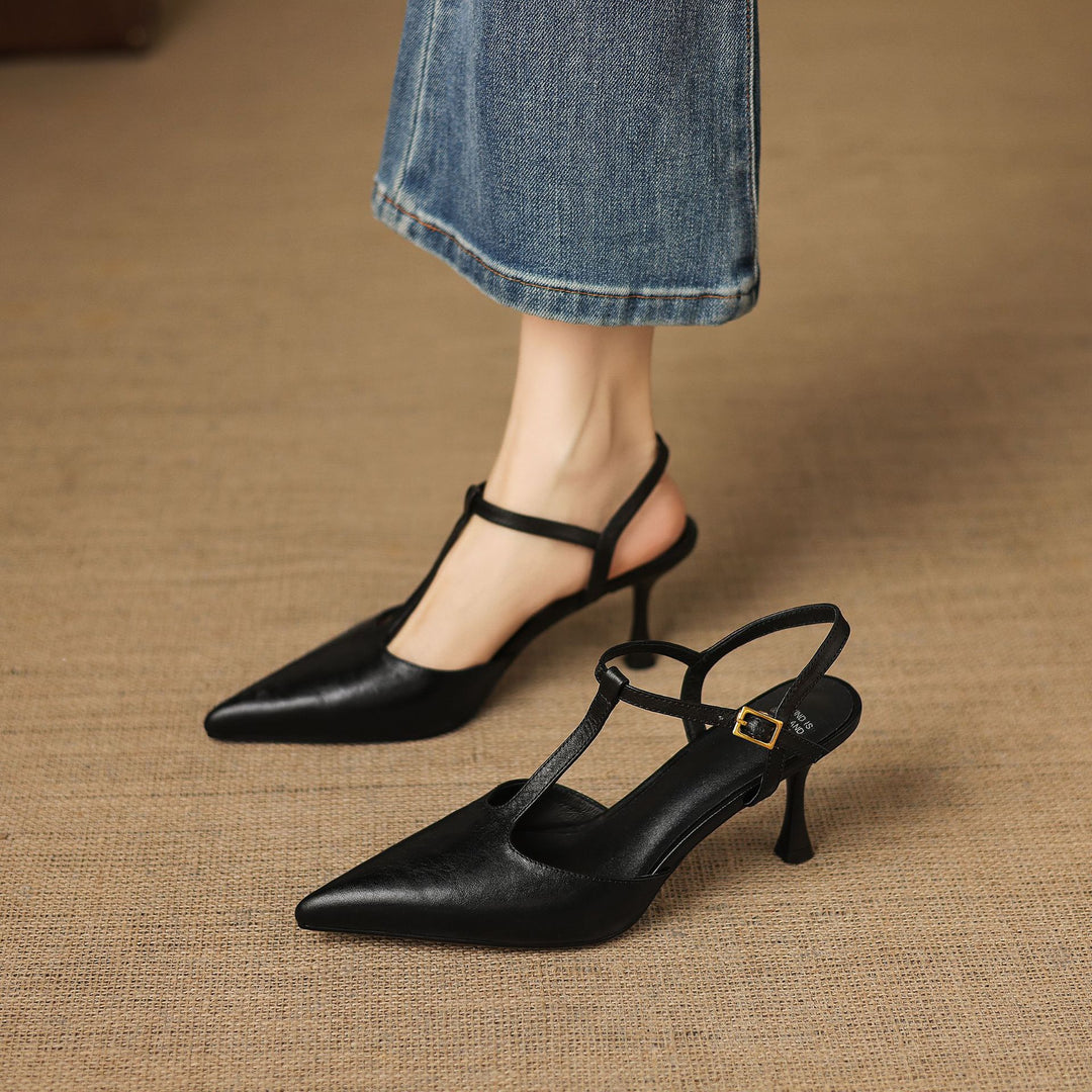 Luci Genuine Leather Pointed-Toe Mary Jane Heels