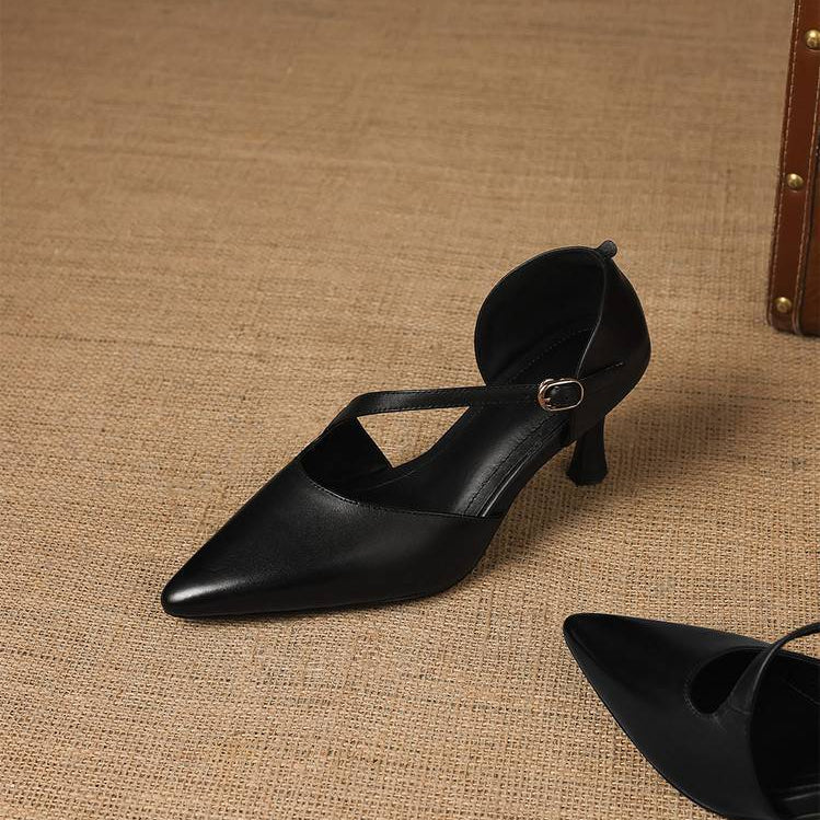 Evani Genuine Leather D'Orsay Heels