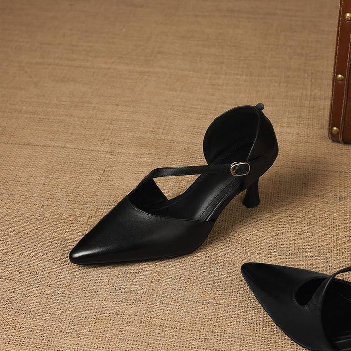 Evani Genuine Leather D'Orsay Heels