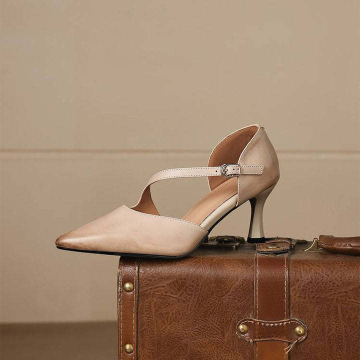 Evani Genuine Leather D'Orsay Heels