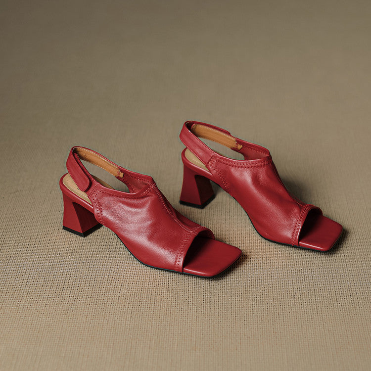 Velra Genuine Leather Slingback Heels