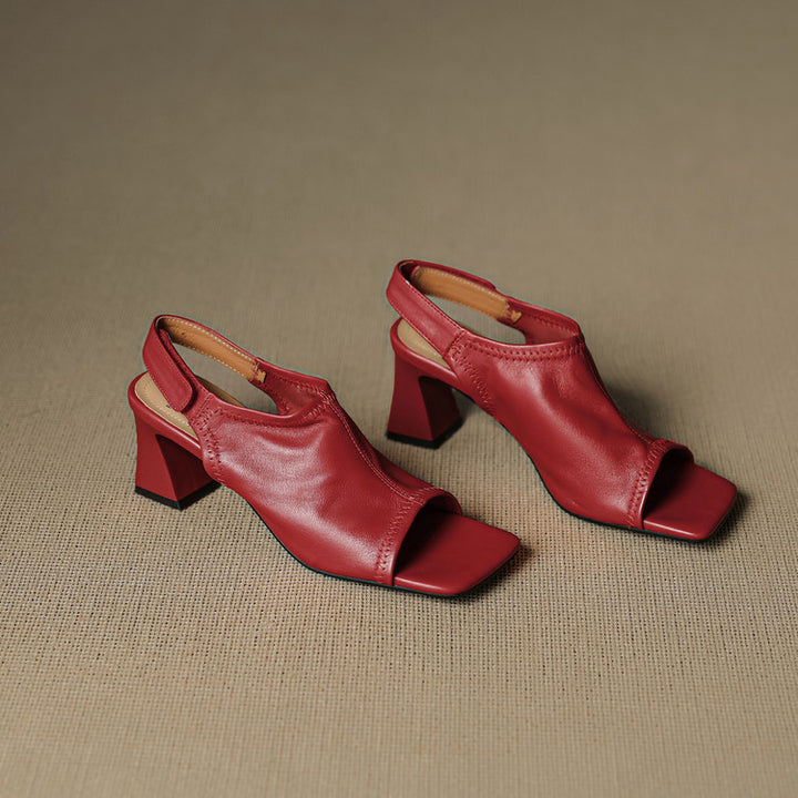 Velra Genuine Leather Slingback Heels