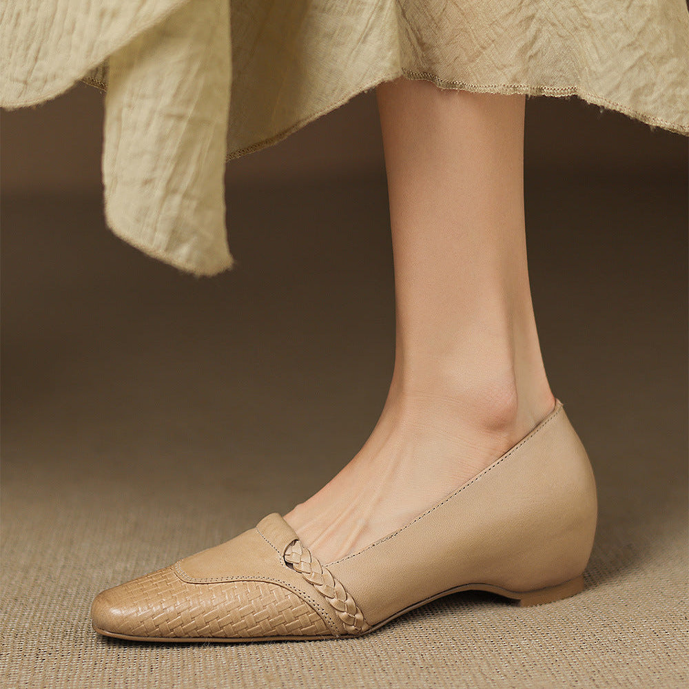Elsi Genuine Leather Wedge Pumps