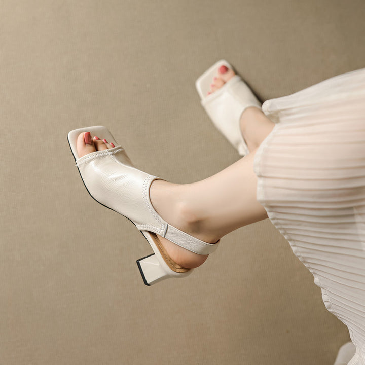 Velra Genuine Leather Slingback Heels